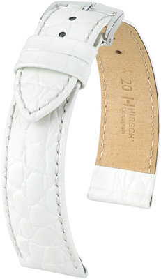 Cinturino bianco in pelle Hirsch Crocograin L 12322800-2 (pelle di vitello)