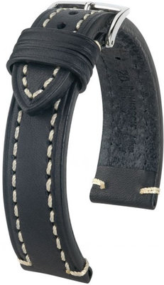 Cinturino nero in pelle Hirsch Liberty XL 10920250-2 (pelle di vitello)