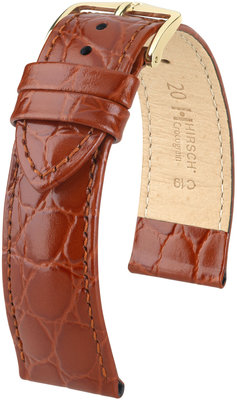 Cinturino marrone in pelle Hirsch Crocograin M 12302870-1 (pelle di vitello)