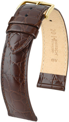 Cinturino in pelle marrone scuro Hirsch Crocograin L 12322810-1 (pelle di vitello)