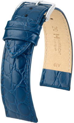 Cinturino in pelle blu scuro Hirsch Crocograin M 12302880-2 (pelle di vitello)