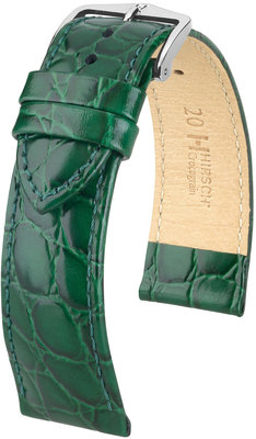 Cinturino verde in pelle Hirsch Crocograin M 12302840-2 (pelle di vitello)