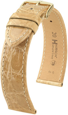 Cinturino beige in pelle Hirsch Genuine Croco L 18920890-1 (Pelle di coccodrillo) Hirsch selection