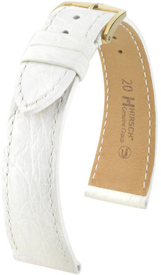 Cinturino bianco in pelle Hirsch Genuine Croco L 18920800 (Pelle di coccodrillo) Hirsch selection