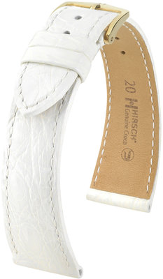 Cinturino bianco in pelle Hirsch Genuine Croco M 18900800-1 (Pelle di coccodrillo) Hirsch selection