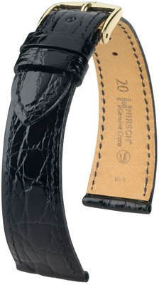 Cinturino nero in pelle Hirsch Genuine Croco M 18800850OE-1 (pelle di coccodrillo) Open End