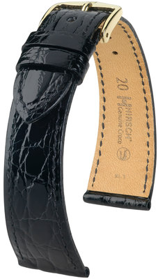 Cinturino nero in pelle Hirsch Genuine Croco M 18900850-1 (Pelle di coccodrillo) Hirsch selection