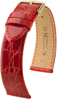 Cinturino rosso in pelle Hirsch Genuine Croco L 18920820-1 (Pelle di coccodrillo) Hirsch selection