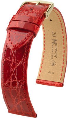 Cinturino rosso in pelle Hirsch Genuine Croco M 18900820-1 (Pelle di coccodrillo) Hirsch selection