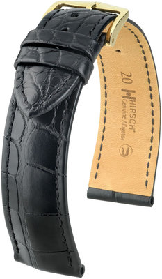 Cinturino nero in pelle Hirsch Genuine Alligator M10200759-1 (pelle di alligatore)