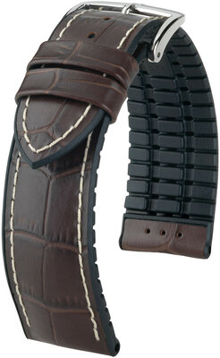 Cinturino marrone scuro Hirsch George L 0925128010-2 (pelle di vitello / gomma naturale)