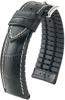 Cinturino nero Hirsch George L 0925128050-2 (Pelle di vitello / gomma naturale)