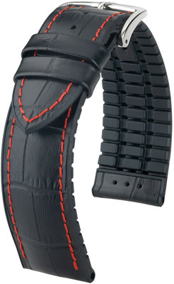 Cinturino nero Hirsch George L 0925128052-2 (Pelle di vitello / gomma naturale)