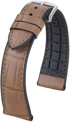 Cinturino marrone Hirsch Ian L 0935007095-2 (pelle di alligatore / gomma naturale)