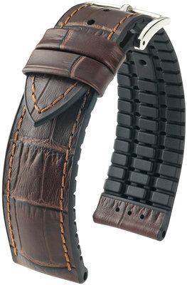 Cinturino marrone scuro Hirsch Paul XL 0925028210-2 (pelle di vitello / gomma naturale)
