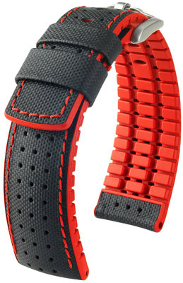 Cinturino nero Hirsch Robby L 0912094050-4 (Pelle di vitello / gomma naturale)