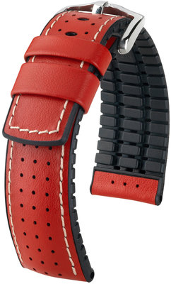 Cinturino rosso Hirsch Tiger L 0915075020-2 (Pelle di vitello / gomma naturale)
