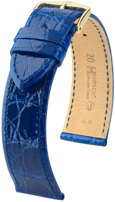 Cinturino blu in pelle Hirsch Genuine Croco L 18920885-1 (Pelle di coccodrillo) Hirsch selection