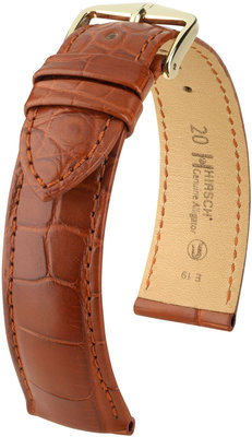 Cinturino arancione in pelle Hirsch Genuine Alligator M 10200779-1 (pelle di alligatore)