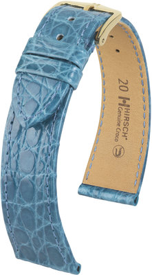 Cinturino in pelle blu chiaro Hirsch Genuine Croco M 18900883-1 (Pelle di coccodrillo) Hirsch selection