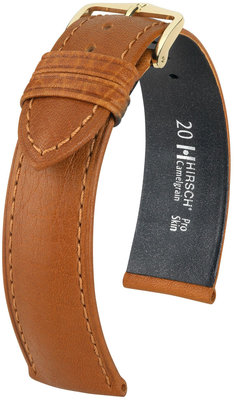 Cinturino in pelle marrone scuro Hirsch Camelgrain M 10200910OE-1 (pelle di vitello) Open End