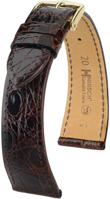 Cinturino in pelle marrone scuro Hirsch Genuine Croco M 18900810-1 (Pelle di coccodrillo)