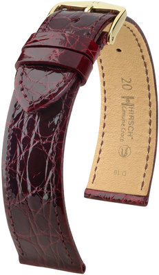 Cinturino bordeaux in pelle Hirsch Genuine Croco M 18900860-1 (Pelle di coccodrillo) Hirsch selection