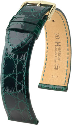 Cinturino verde in pelle Hirsch Genuine Croco M 18900840-1 (Pelle di coccodrillo) Hirsch selection