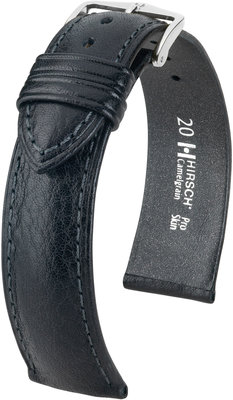 Cinturino nero in pelle Hirsch Camelgrain XL 01009250-2 (pelle di vitello)
