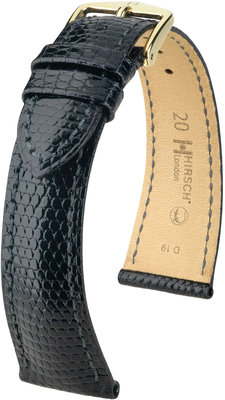 Cinturino nero in pelle Hirsch London M 04366150-1 (pelle di lucertola) Hirsch selection