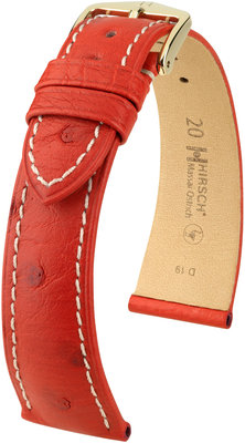 Cinturino rosso in pelle Hirsch Massai Ostrich L 04362021-1 (pelle di struzzo) Hirsch selection
