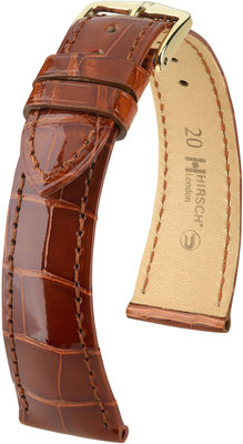 Cinturino marrone in pelle Hirsch London L 04307070-1 (pelle di alligatore) Hirsch selection