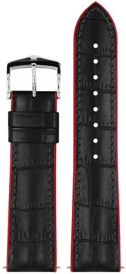 cinturino in pelle Hirsch Andy L 0922028050-2, nero, vitello/caucciù naturale, lunghezza L, Quick Release