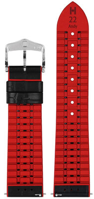 cinturino in pelle Hirsch Andy L 0922028050-2, nero, vitello/caucciù naturale, lunghezza L, Quick Release