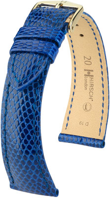 Cinturino blu in pelle Hirsch London M 04366185-1 (pelle di lucertola) Hirsch selection