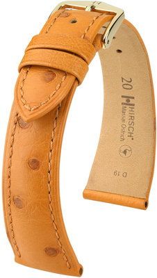 Cinturino in pelle marrone chiaro Hirsch Massai Ostrich L 04362075-1 (pelle di struzzo) Hirsch selection