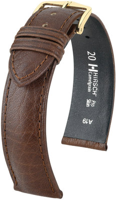 Cinturino in pelle marrone scuro Hirsch Camelgrain M 01009115-1 (Pelle di vitello)