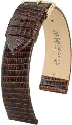 Cinturino in pelle marrone scuro Hirsch Lizard XL 01766210-1 (pelle di lucertola)