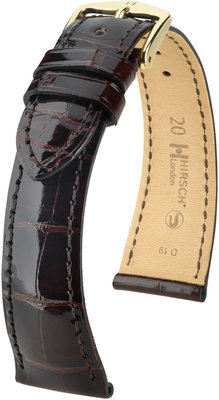 Cinturino in pelle marrone scuro Hirsch London M 04307110 (pelle di alligatore) Hirsch selection