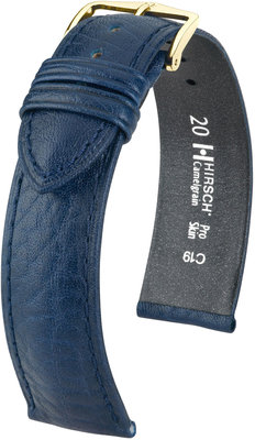 Cinturino in pelle blu scuro Hirsch Camelgrain L 01009080-1 (pelle di vitello)