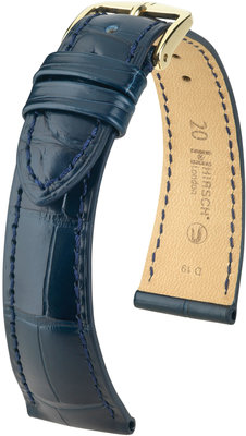 Cinturino in pelle blu scuro Hirsch London M 04307189-1 (pelle di alligatore) Hirsch selection