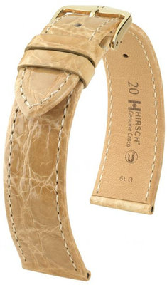 Cinturino beige in pelle Hirsch Genuine Croco M 01808190-1 (Pelle di coccodrillo) Hirsch Selection