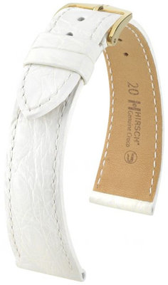 Cinturino bianco in pelle Hirsch Genuine Croco L 01808000-1 (Pelle di coccodrillo) Hirsch Selection