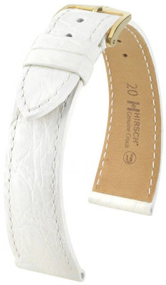 Cinturino bianco in pelle Hirsch Genuine Croco M 01808100-1 (Pelle di coccodrillo) Hirsch Selection
