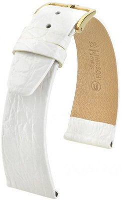 Cinturino bianco in pelle Hirsch Prestige M 02208100-1 (pelle di coccodrillo) Hirsch Selection
