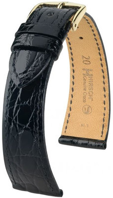 Cinturino nero in pelle Hirsch Genuine Croco M 01808150-1 (Pelle di coccodrillo)