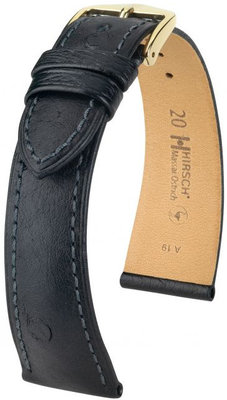 Cinturino nero in pelle Hirsch Massai Ostrich M 04262150-1 (pelle di struzzo) Hirsch Selection