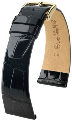 Cinturino nero in pelle Hirsch Prestige M 02207150-1 (pelle di alligatore) Hirsch Selection