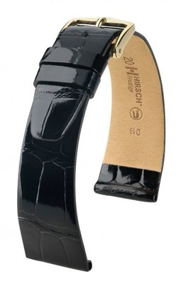 Cinturino nero in pelle Hirsch Prestige M 02307150-1 (pelle di alligatore) Hirsch Selection