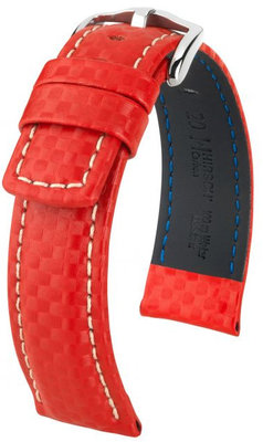 Cinturino rosso in pelle Hirsch Carbon L 02592020-2 (pelle di vitello)